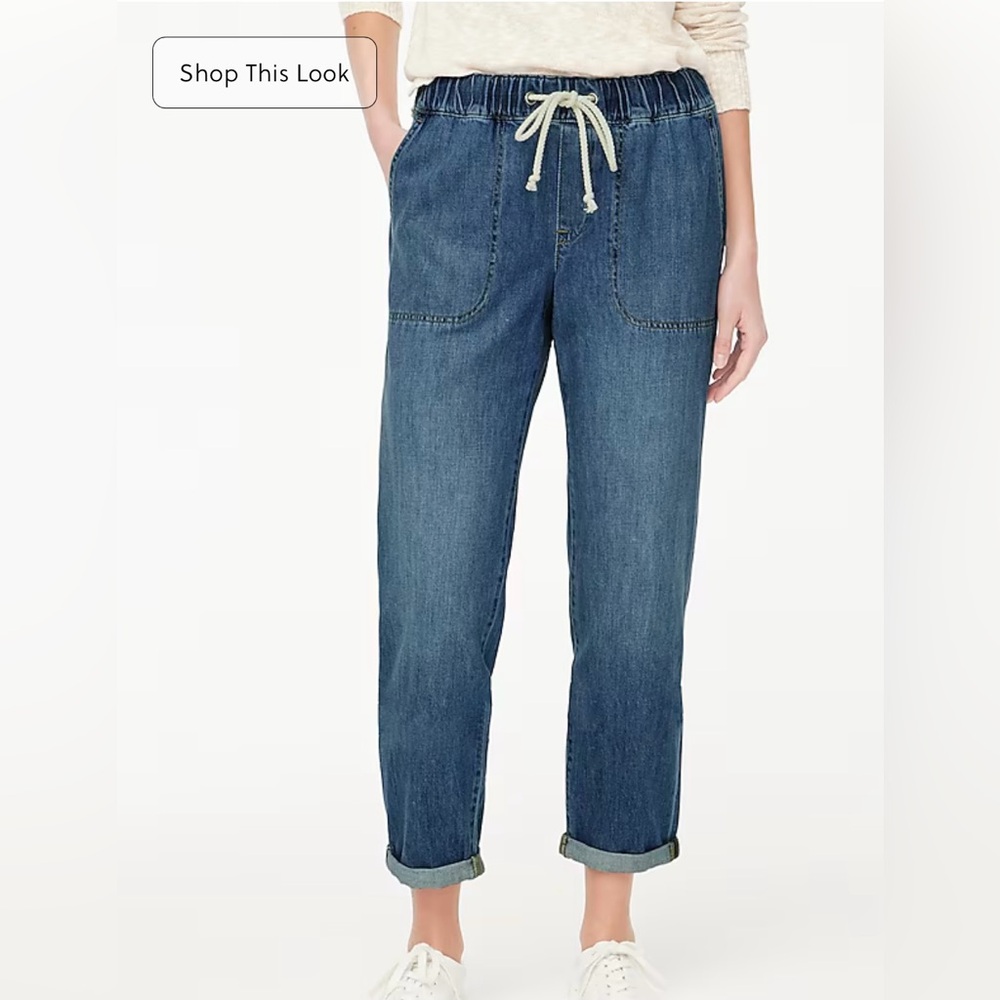 J. Crew Blue Denim Elastic Waste Drawstring Pants/Jeans